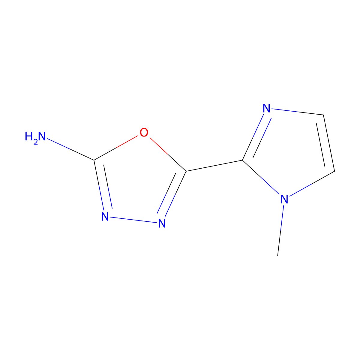 5-(1-methyl-1H-imidazol-2-yl)-1,3,4-oxadiazol-2-amine molecular structure, CAS 1421601-89-9