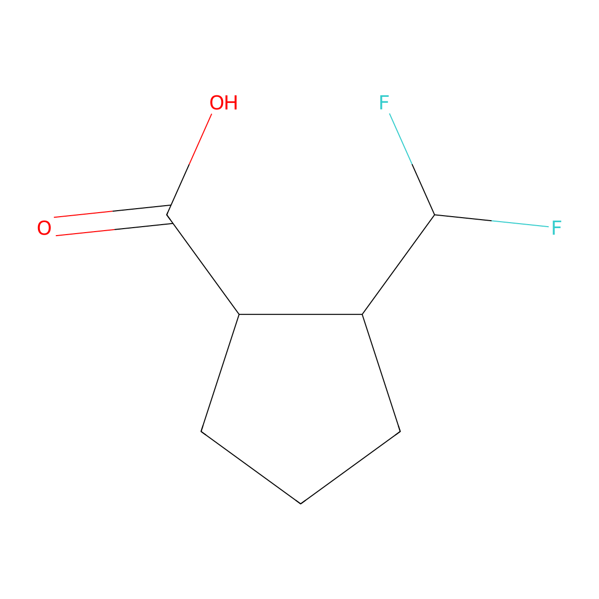 2-(Difluoromethyl)cyclopentane-1-carboxylic acid molecular structure, CAS 1421601-91-3