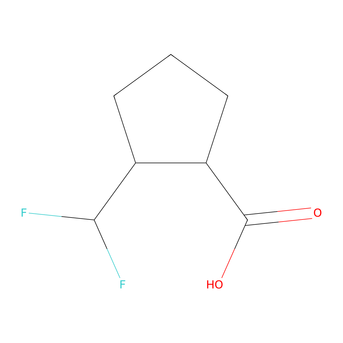 2-(Difluoromethyl)cyclopentane-1-carboxylic acid molecular structure, CAS 1421601-91-3
