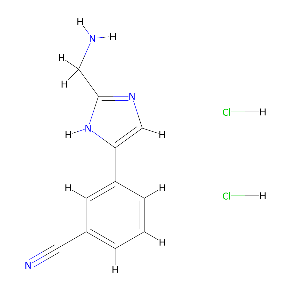 3-[2-(aminomethyl)-1H-imidazol-4-yl]benzonitrile dihydrochloride molecular structure, CAS 1421601-94-6