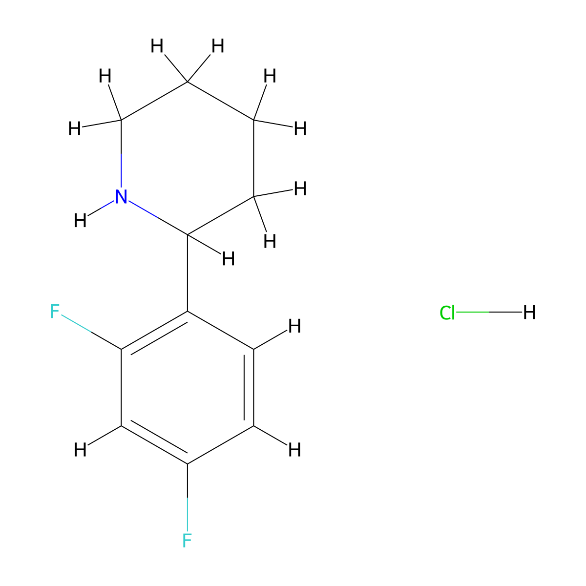 2-(2,4-Difluorophenyl)piperidine hydrochloride molecular structure, CAS 1421602-03-0