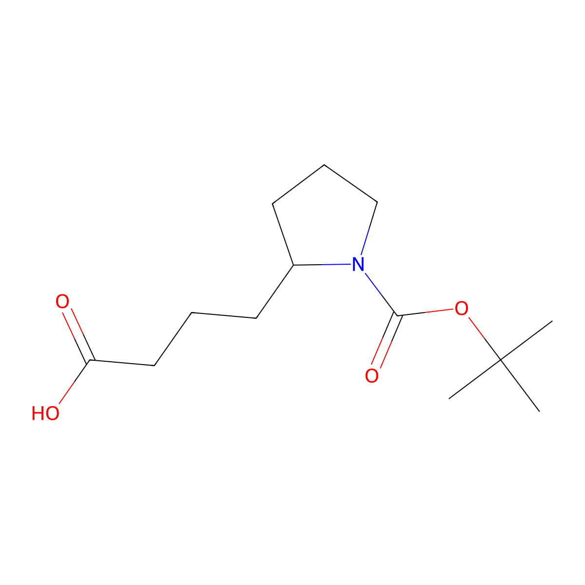 4-(1-Boc-pyrrolidin-2-yl)-butanoic acid molecular structure, CAS 1421602-08-5