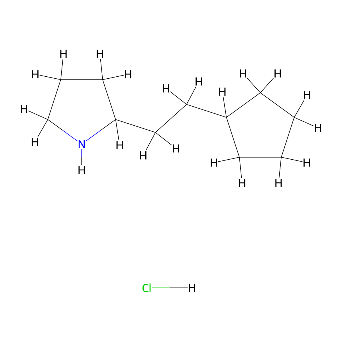 2-(2-Cyclopentylethyl)pyrrolidine hydrochloride molecular structure, CAS 1421602-09-6