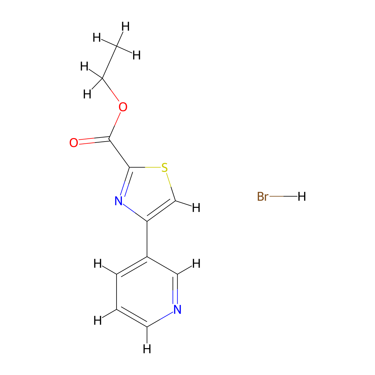 Ethyl 4-(pyridin-3-yl)-1,3-thiazole-2-carboxylate hydrobromide molecular structure, CAS 1421602-11-0