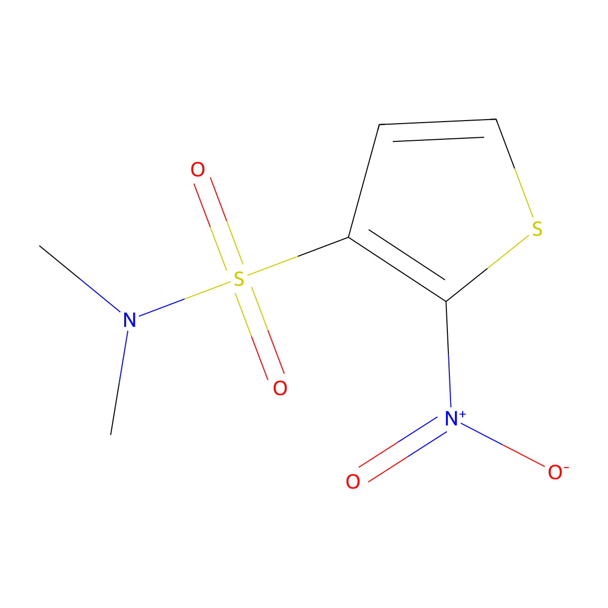 N,N-dimethyl-2-nitrothiophene-3-sulfonamide molecular structure, CAS 1421602-14-3