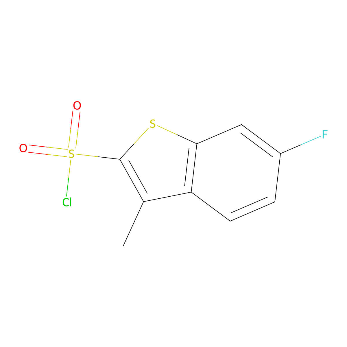 6-Fluoro-3-methyl-1-benzothiophene-2-sulfonyl chloride molecular structure, CAS 1421602-19-8