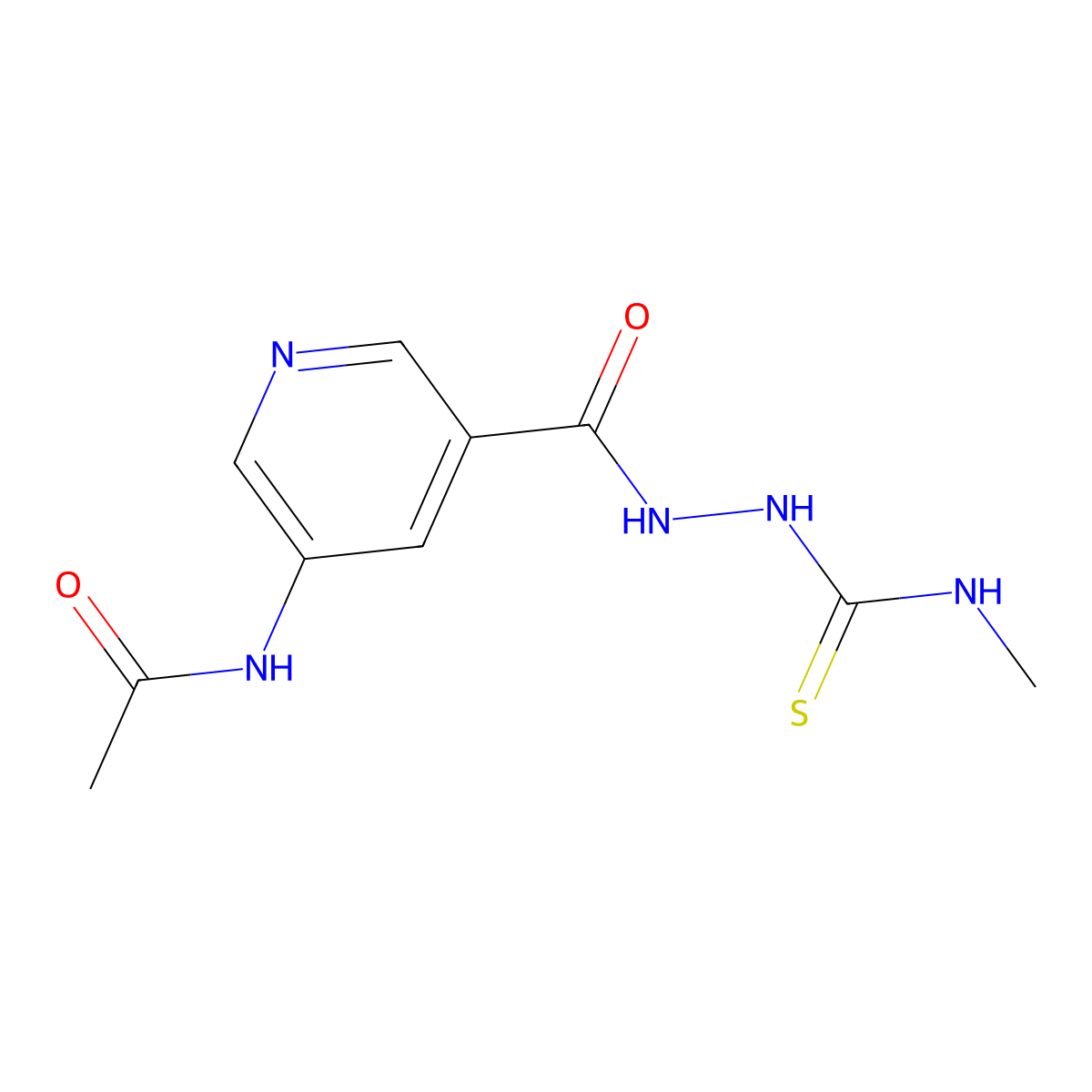 5-acetamido-N-[(methylcarbamothioyl)amino]pyridine-3-carboxamide molecular structure, CAS 1421602-20-1