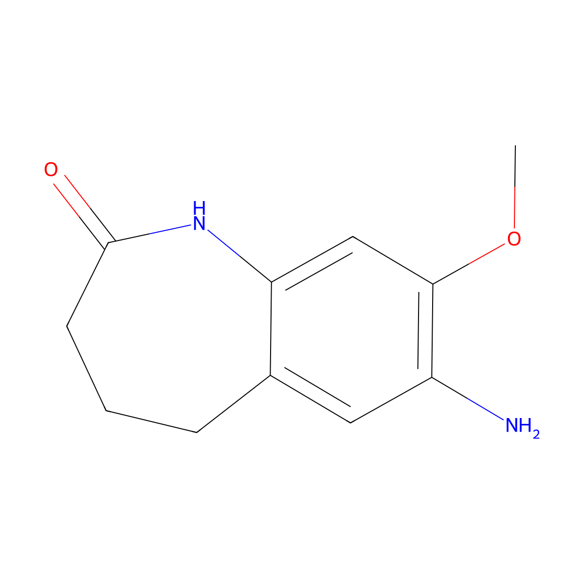 7-amino-8-methoxy-2,3,4,5-tetrahydro-1H-1-benzazepin-2-one molecular structure, CAS 1421602-21-2