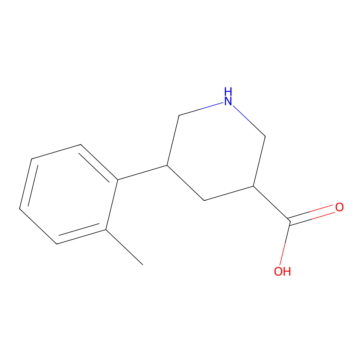 5-(2-Methylphenyl)piperidine-3-carboxylic acid molecular structure, CAS 1421602-22-3