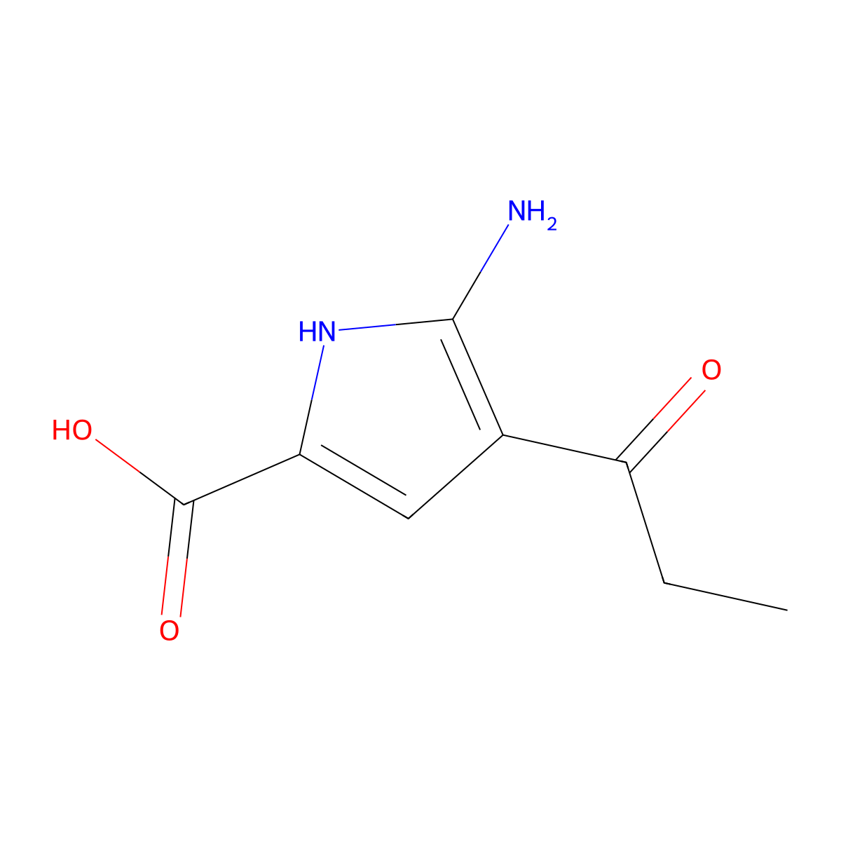 5-amino-4-propanoyl-1H-pyrrole-2-carboxylic acid molecular structure, CAS 1421602-27-8