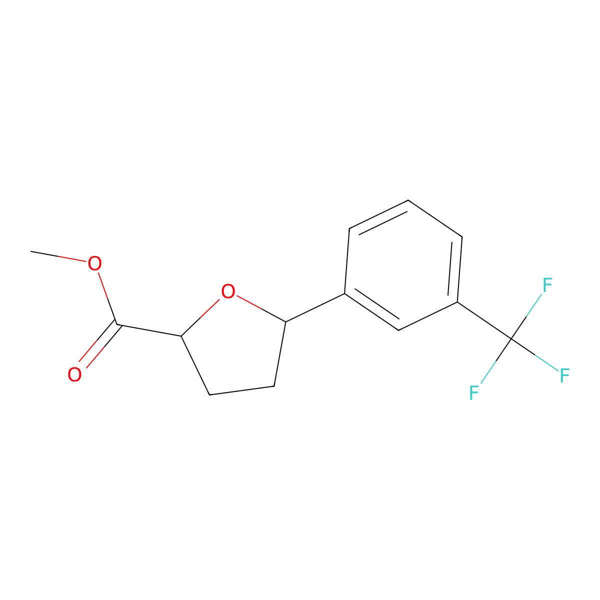 Methyl 5-[3-(trifluoromethyl)phenyl]oxolane-2-carboxylate molecular structure, CAS 1421602-31-4