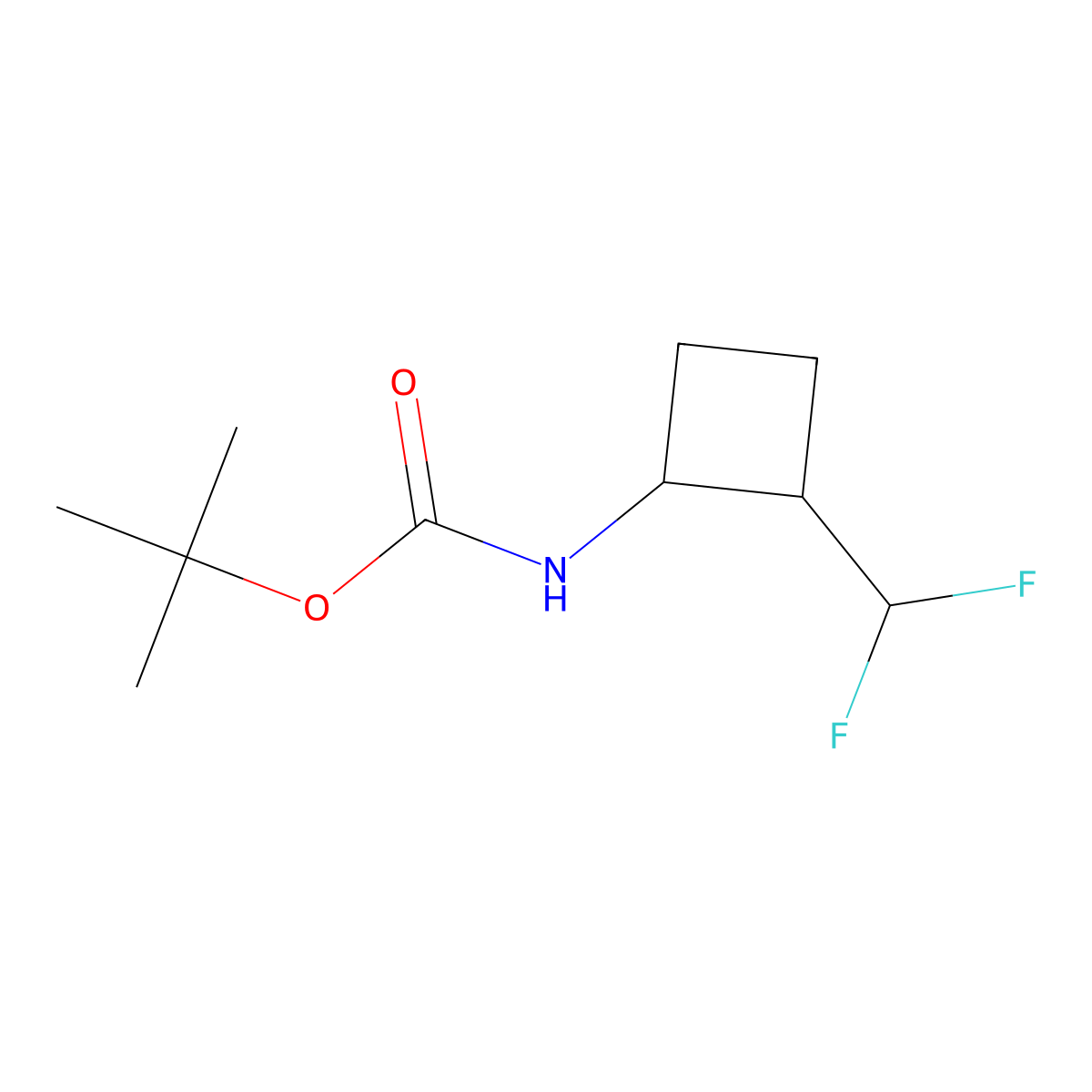 tert-butyl N-[2-(difluoromethyl)cyclobutyl]carbamate molecular structure, CAS 1421602-46-1