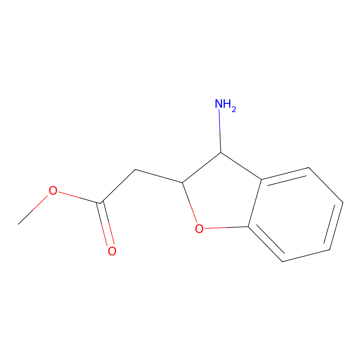 Methyl 2-(3-amino-2,3-dihydro-1-benzofuran-2-yl)acetate molecular structure, CAS 1421602-48-3