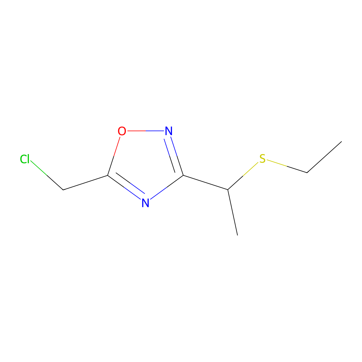 5-(Chloromethyl)-3-[1-(ethylsulfanyl)ethyl]-1,2,4-oxadiazole molecular structure, CAS 1421602-63-2