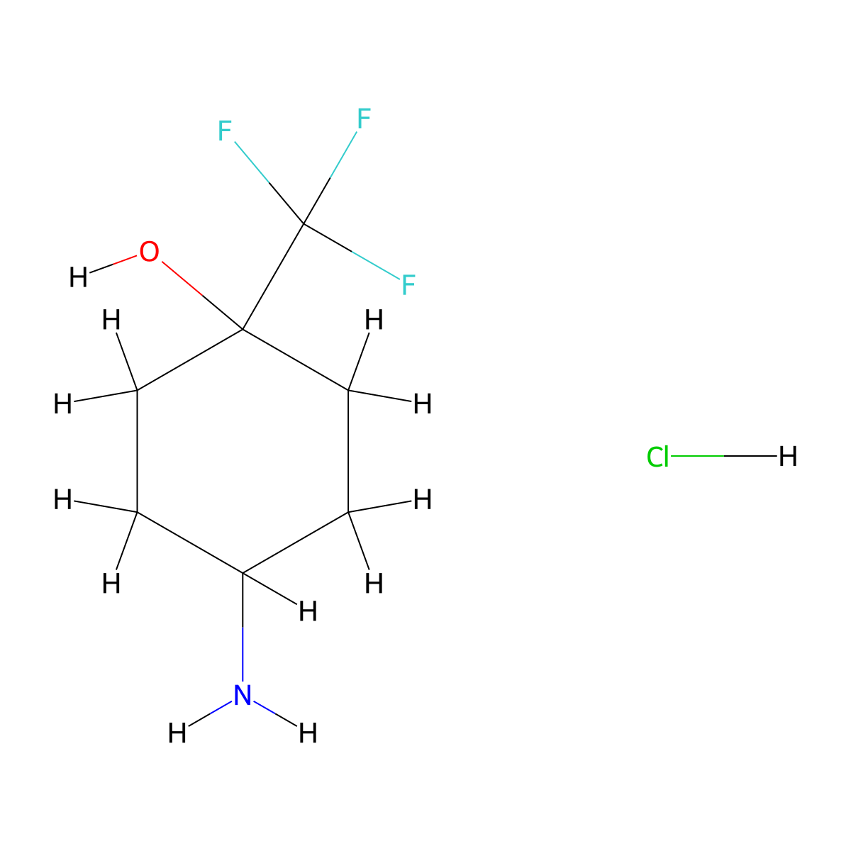 4-Amino-1-(trifluoromethyl)cyclohexan-1-ol hydrochloride molecular structure, CAS 1421602-78-9