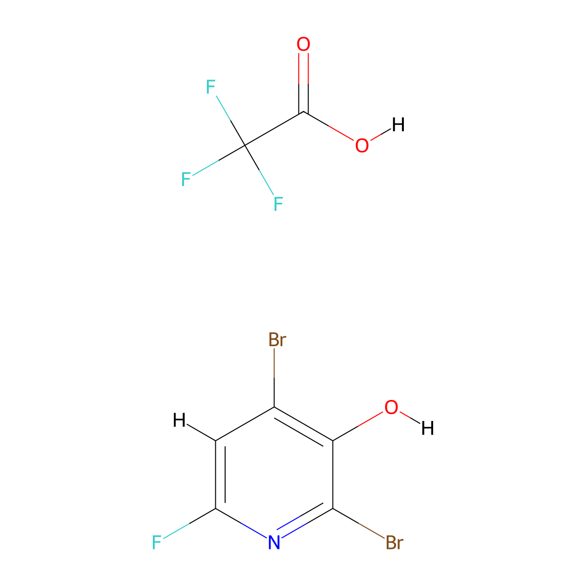 2,4-Dibromo-6-fluoropyridin-3-ol; trifluoroacetic acid molecular structure, CAS 1421602-81-4