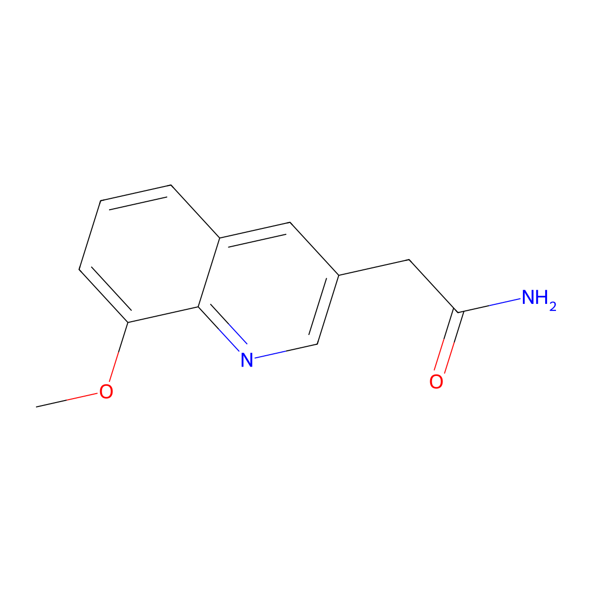 2-(8-Methoxyquinolin-3-yl)acetamide molecular structure, CAS 1421602-83-6