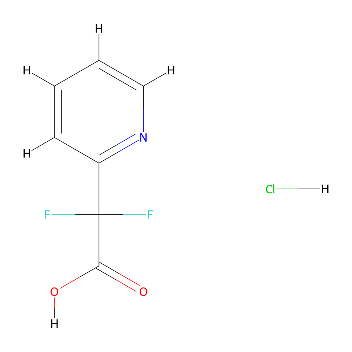 2,2-Difluoro-2-(pyridin-2-yl)acetic acid hydrochloride molecular structure, CAS 1421603-45-3
