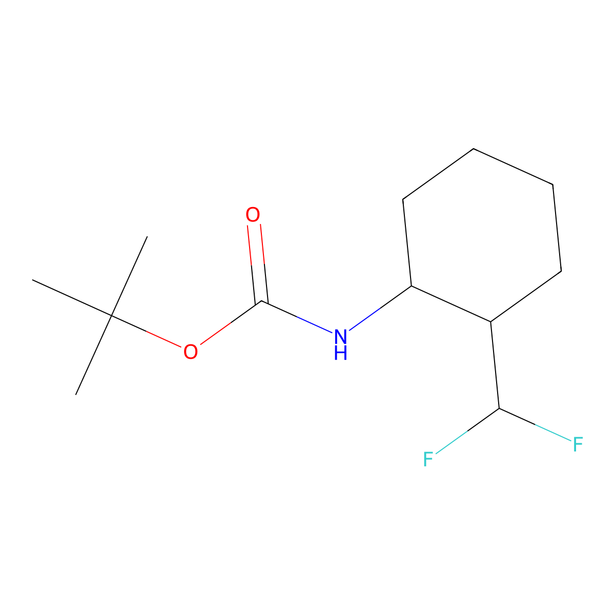 tert-butyl N-[2-(difluoromethyl)cyclohexyl]carbamate molecular structure, CAS 1421603-47-5