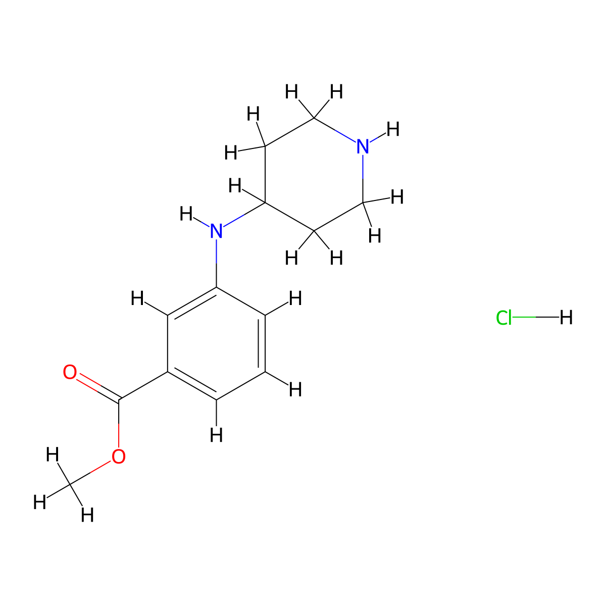 Methyl 3-((piperidin-4-yl)amino)benzoate hydrochloride molecular structure, CAS 1421603-52-2