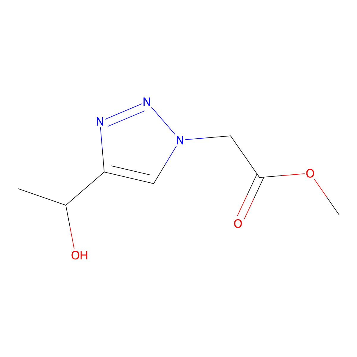 methyl 2-[4-(1-hydroxyethyl)-1H-1,2,3-triazol-1-yl]acetate molecular structure, CAS 1421603-55-5