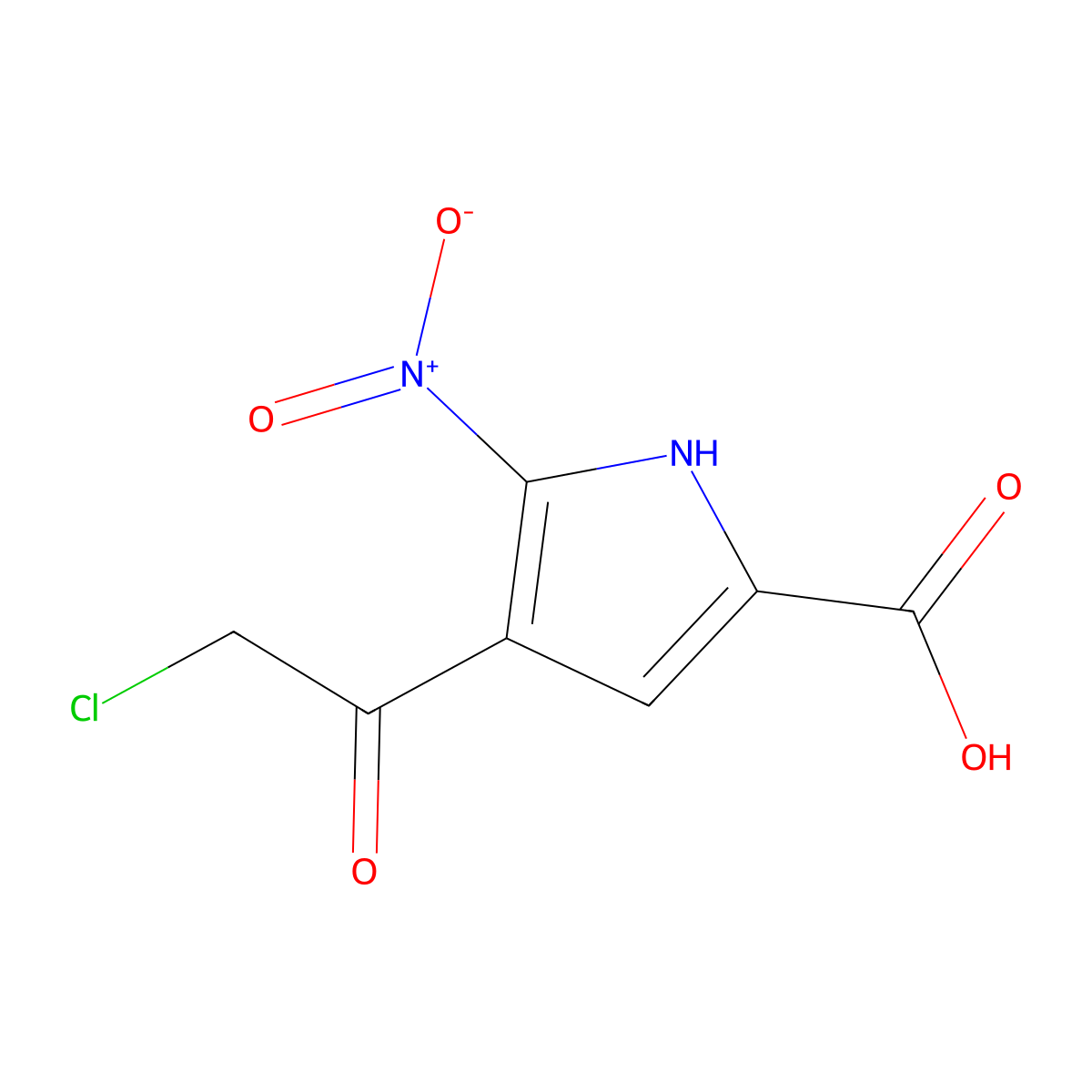 4-(2-chloroacetyl)-5-nitro-1H-pyrrole-2-carboxylic acid molecular structure, CAS 1421603-65-7