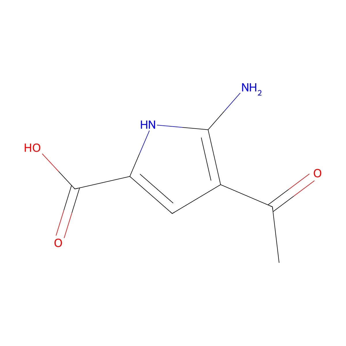 4-acetyl-5-amino-1H-pyrrole-2-carboxylic acid molecular structure, CAS 1421603-67-9