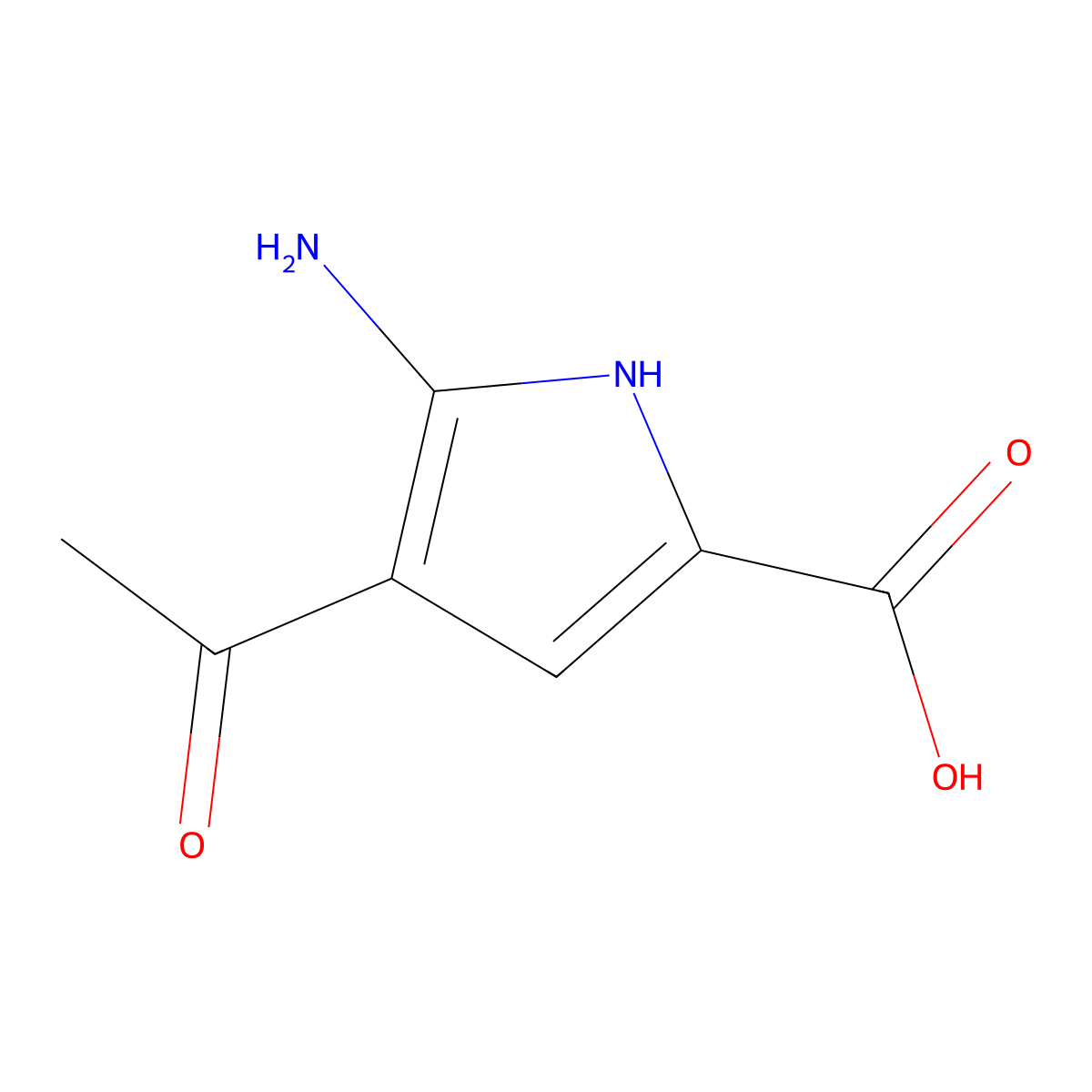 4-acetyl-5-amino-1H-pyrrole-2-carboxylic acid molecular structure, CAS 1421603-67-9