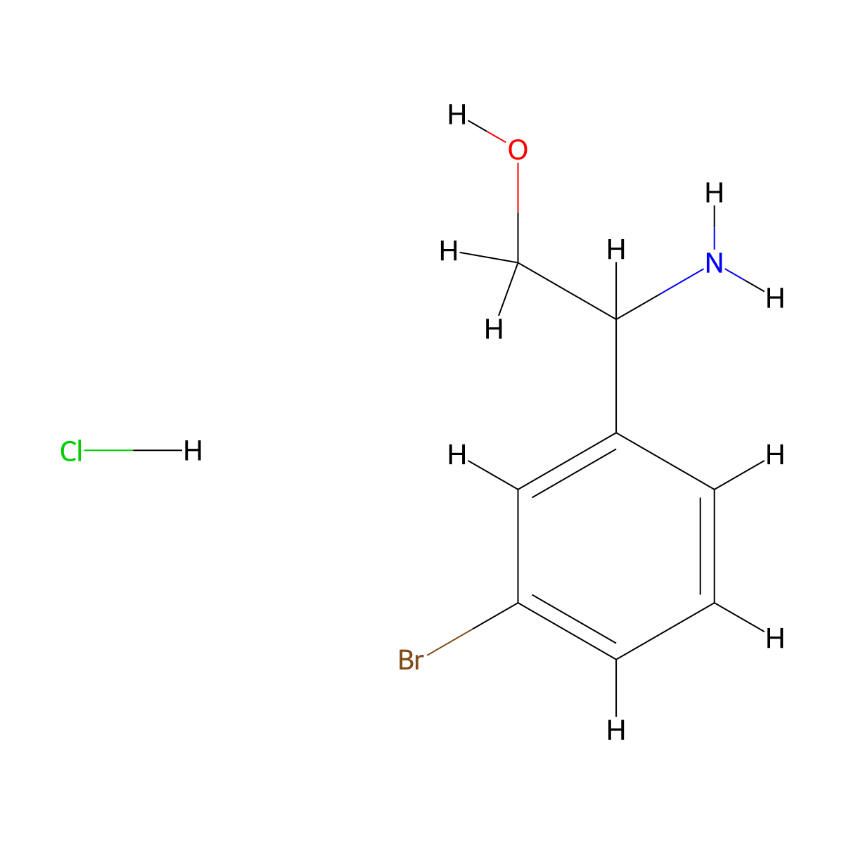 2-Amino-2-(3-bromophenyl)ethan-1-ol hydrochloride molecular structure, CAS 1421603-70-4