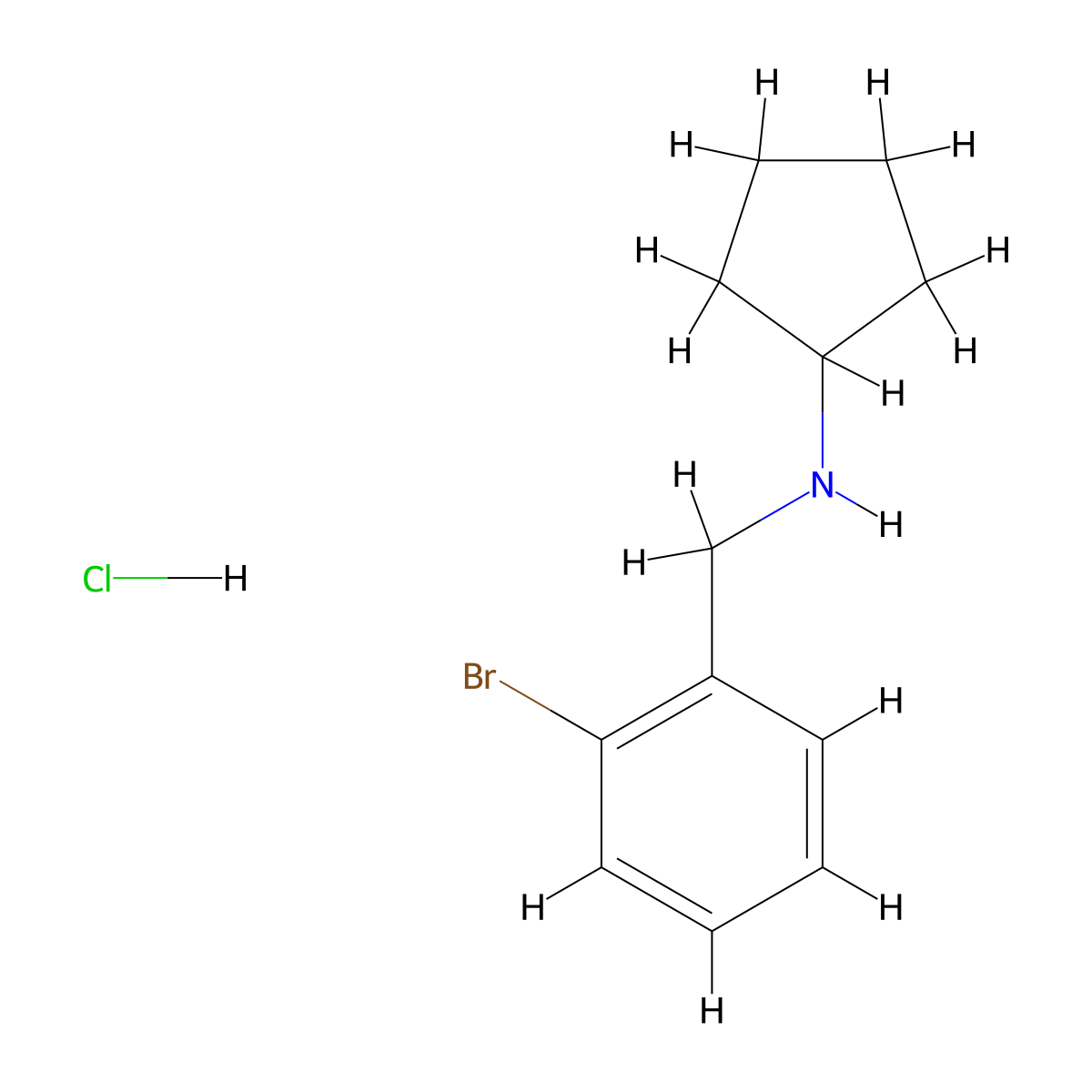 N-[(2-bromophenyl)methyl]cyclopentanamine hydrochloride molecular structure, CAS 1421603-83-9