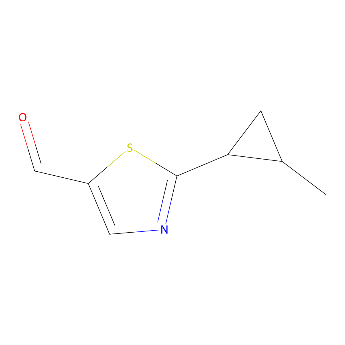 2-(2-Methylcyclopropyl)-1,3-thiazole-5-carbaldehyde molecular structure, CAS 1421603-88-4