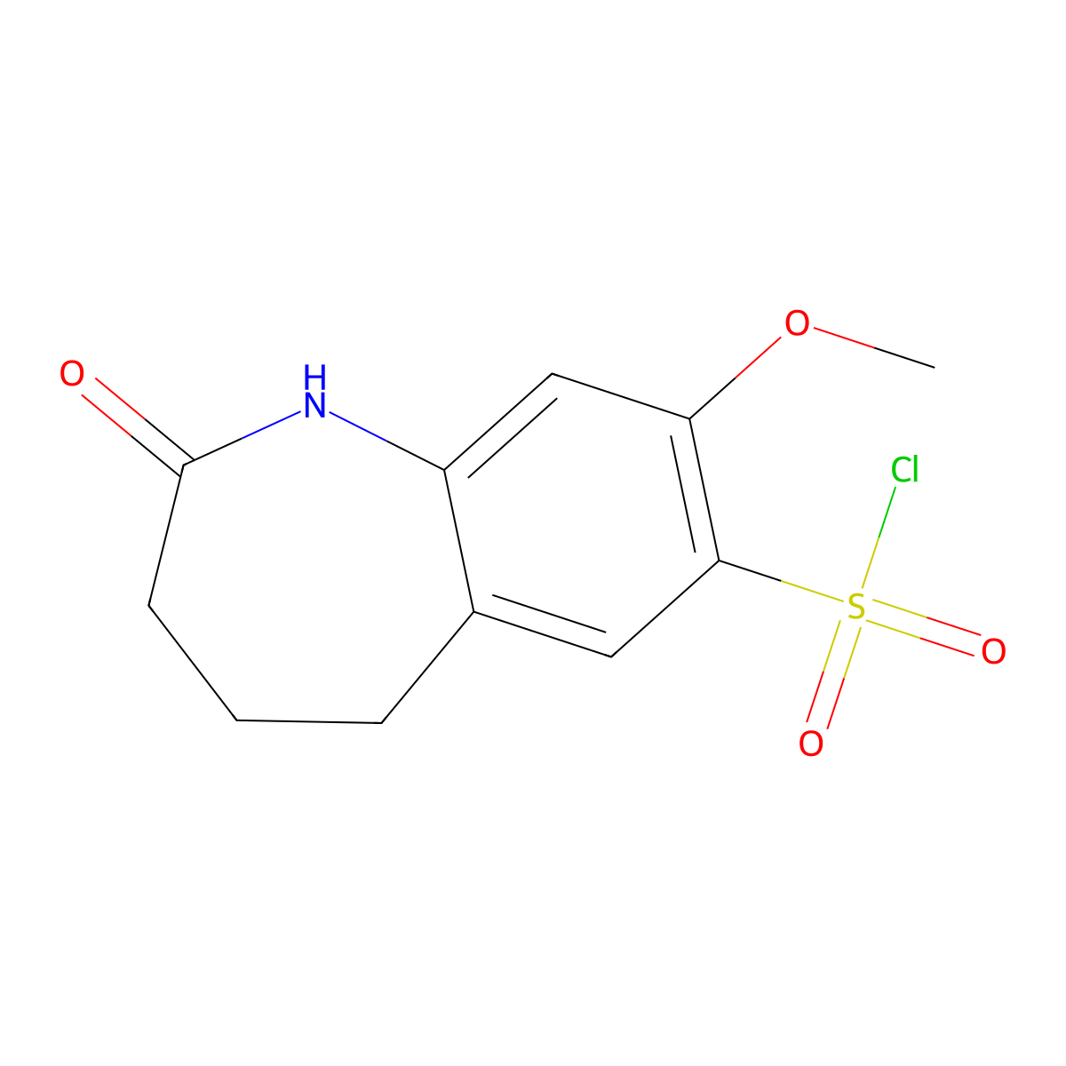 8-methoxy-2-oxo-2,3,4,5-tetrahydro-1H-1-benzazepine-7-sulfonyl chloride molecular structure, CAS 1421603-93-1