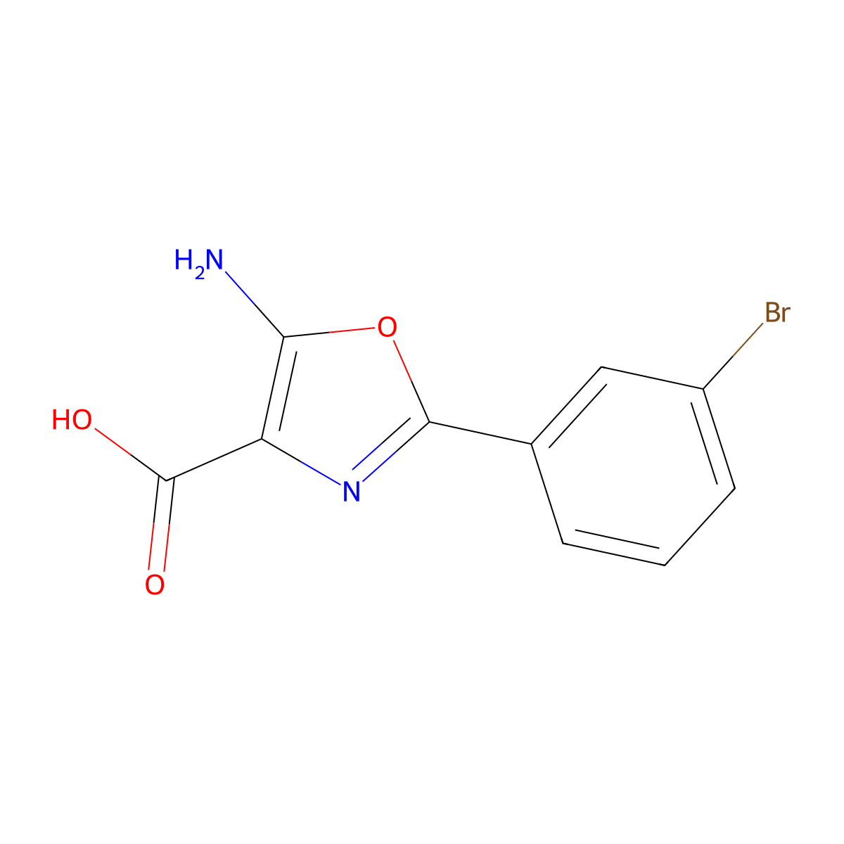 5-Amino-2-(3-bromophenyl)-1,3-oxazole-4-carboxylic acid molecular structure, CAS 1421604-09-2