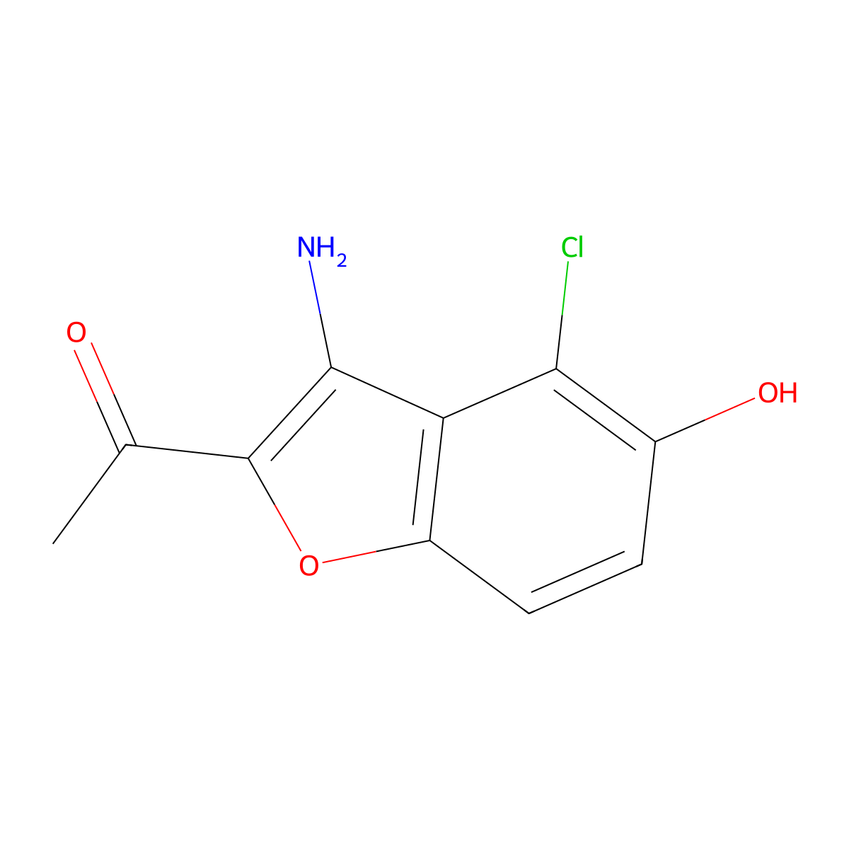 1-(3-Amino-4-chloro-5-hydroxybenzofuran-2-yl)ethan-1-one molecular structure, CAS 1421604-11-6