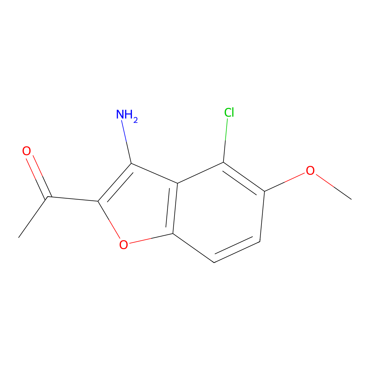 2-Acetyl-3-amino-4-chloro-5-methoxyl-benzofuran molecular structure, CAS 1421604-13-8