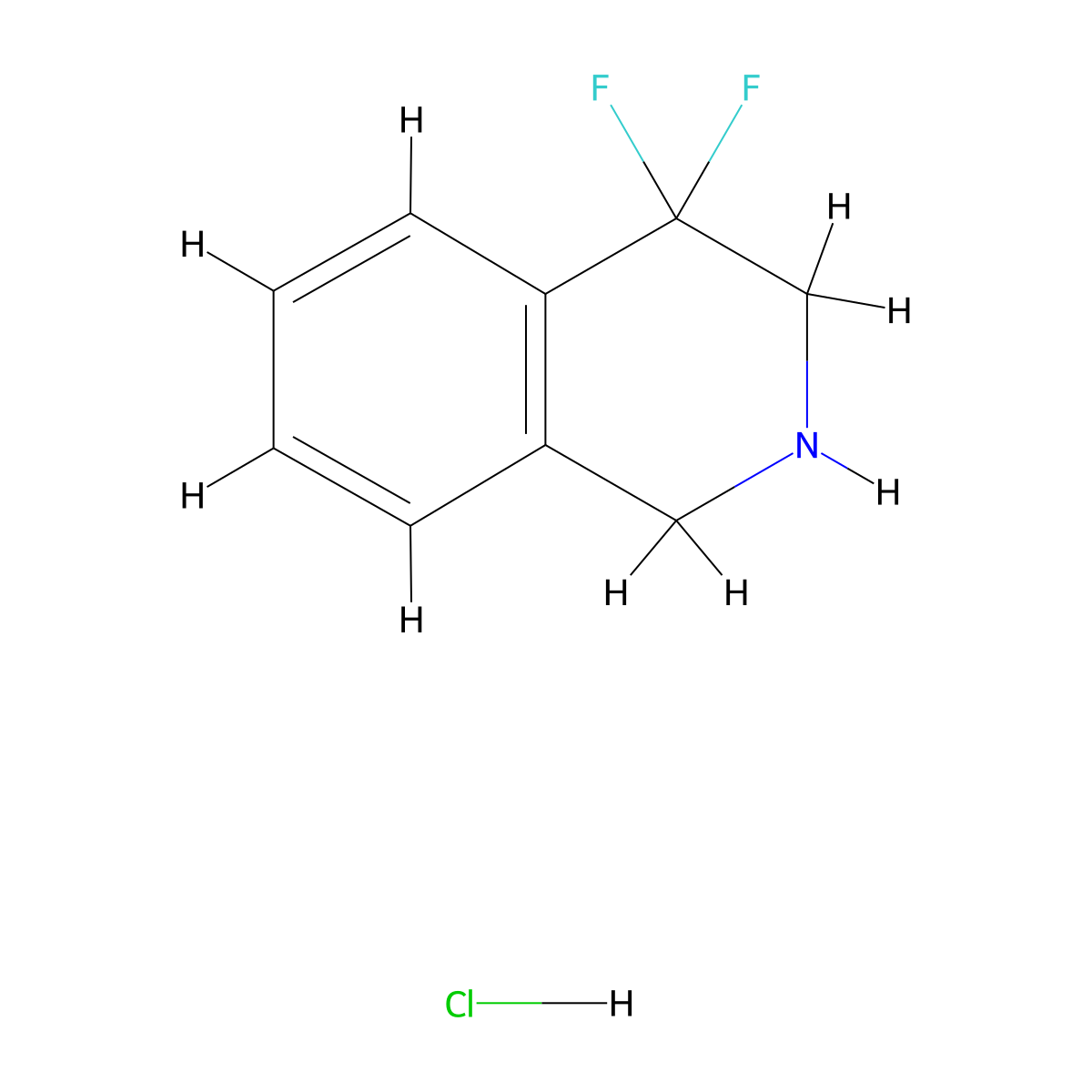 4,4-Difluoro-1,2,3,4-tetrahydroisoquinoline hydrochloride molecular structure, CAS 1421604-19-4