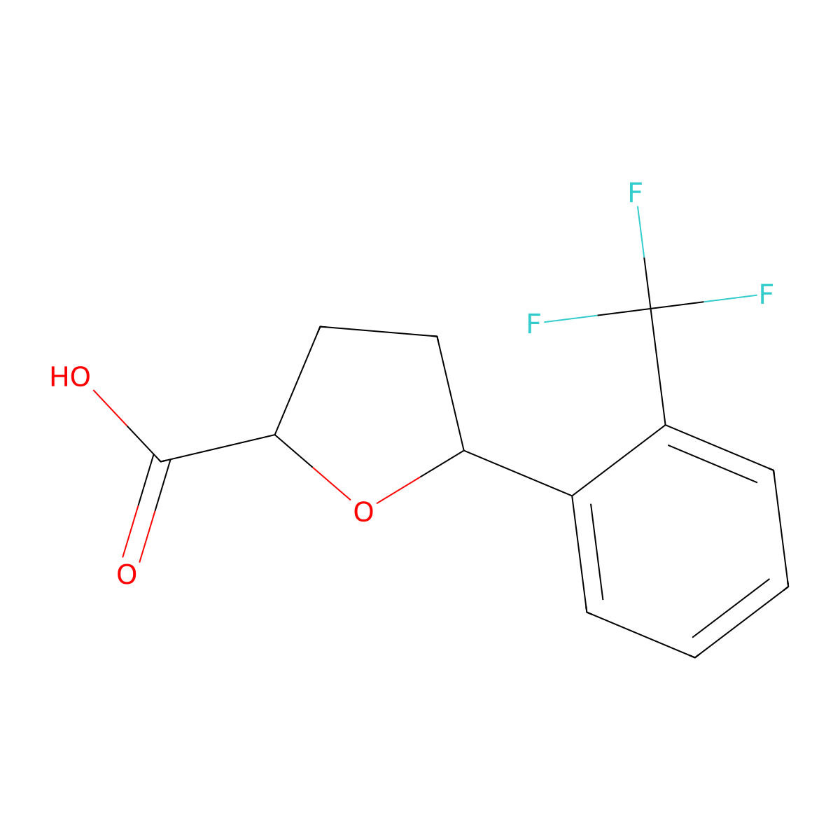 5-[2-(Trifluoromethyl)phenyl]oxolane-2-carboxylic acid molecular structure, CAS 1421604-43-4