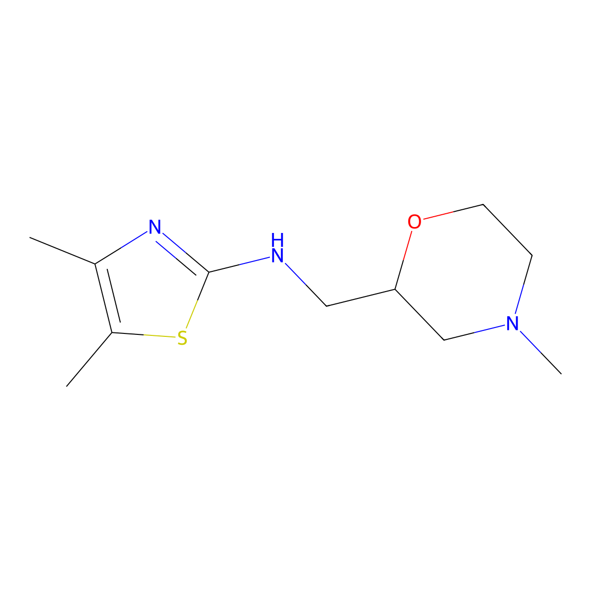 4,5-dimethyl-N-[(4-methylmorpholin-2-yl)methyl]-1,3-thiazol-2-amine molecular structure, CAS 1421604-75-2