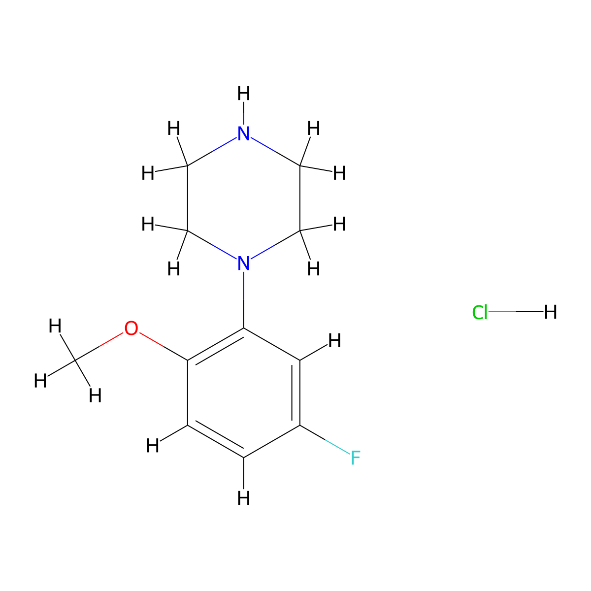 1-(5-Fluoro-2-methoxyphenyl)piperazine hydrochloride molecular structure, CAS 1421604-76-3
