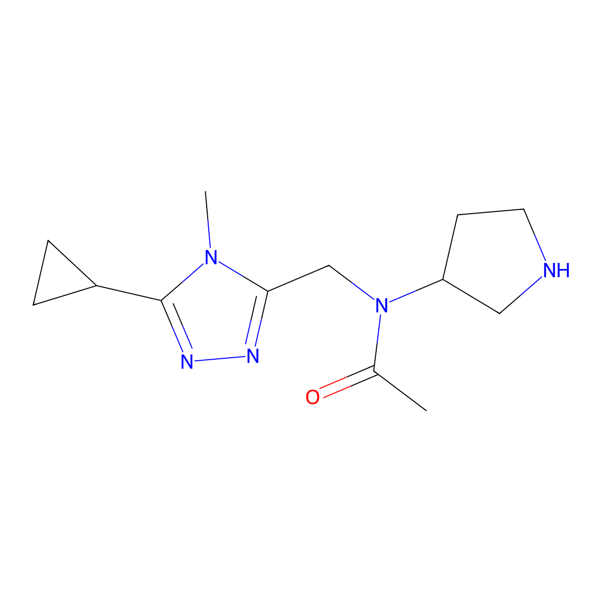 N-[(5-cyclopropyl-4-methyl-4H-1,2,4-triazol-3-yl)methyl]-N-(pyrrolidin-3-yl)acetamide molecular structure, CAS 1421604-78-5
