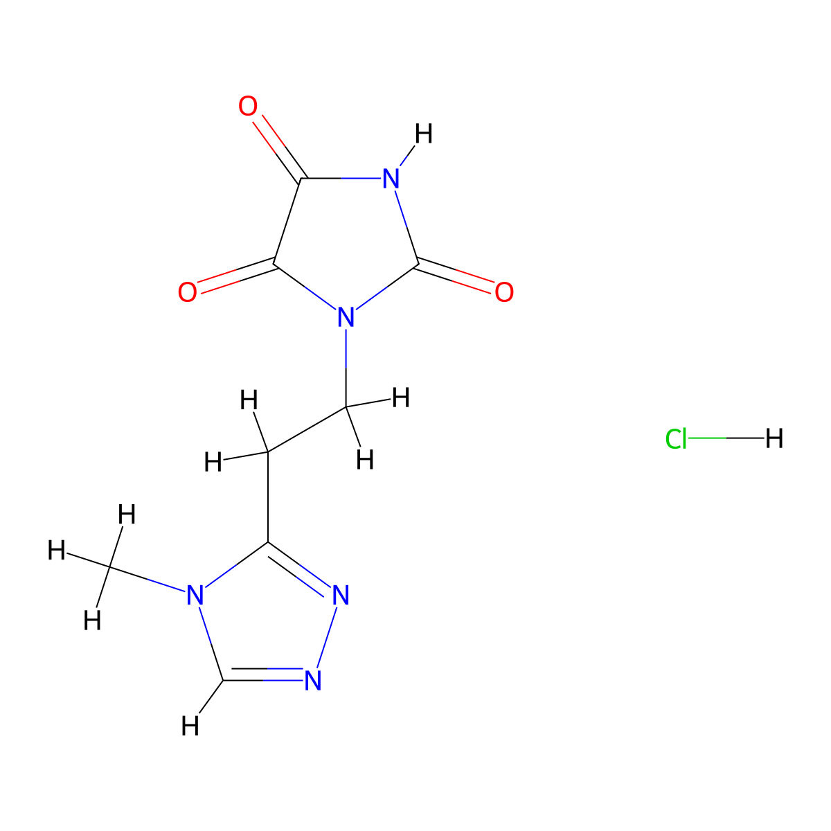 1-[2-(4-methyl-4H-1,2,4-triazol-3-yl)ethyl]imidazolidine-2,4,5-trione hydrochloride molecular structure, CAS 1421604-86-5