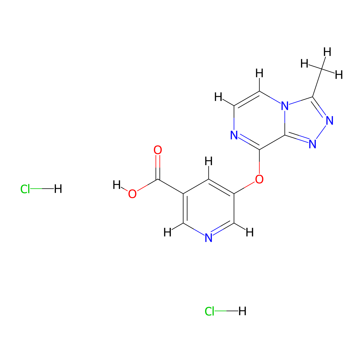 5-({3-Methyl-[1,2,4]triazolo[4,3-a]pyrazin-8-yl}oxy)pyridine-3-carboxylic acid dihydrochloride molecular structure, CAS 1421604-98-9