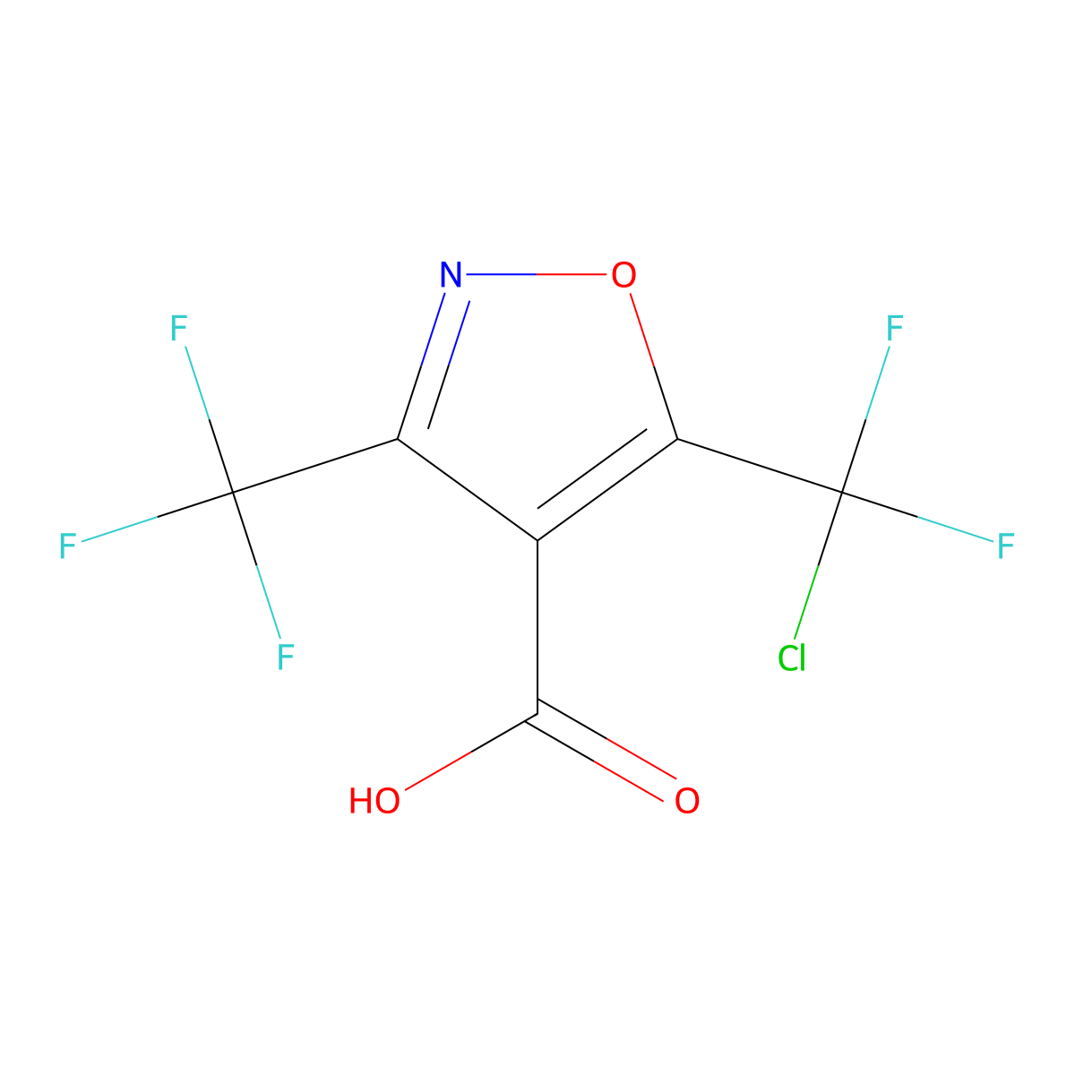 5-(Chlorodifluoromethyl)-3-(trifluoromethyl)-1,2-oxazole-4-carboxylic acid molecular structure, CAS 1421605-03-9
