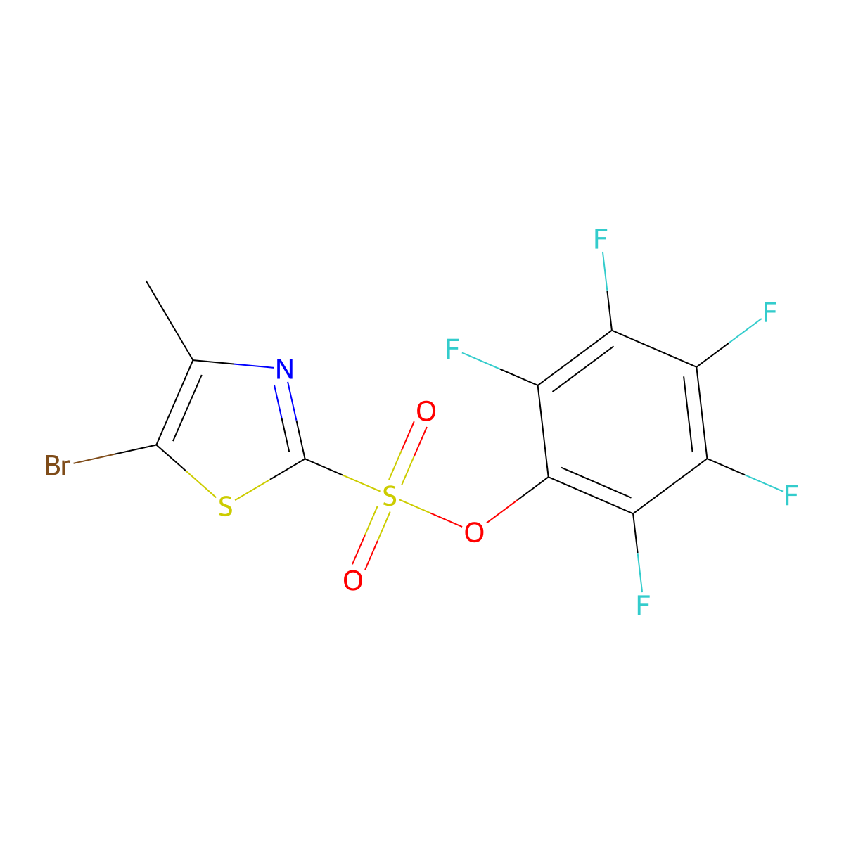 Pentafluorophenyl 5-bromo-4-methyl-1,3-thiazole-2-sulfonate molecular structure, CAS 1421605-11-9