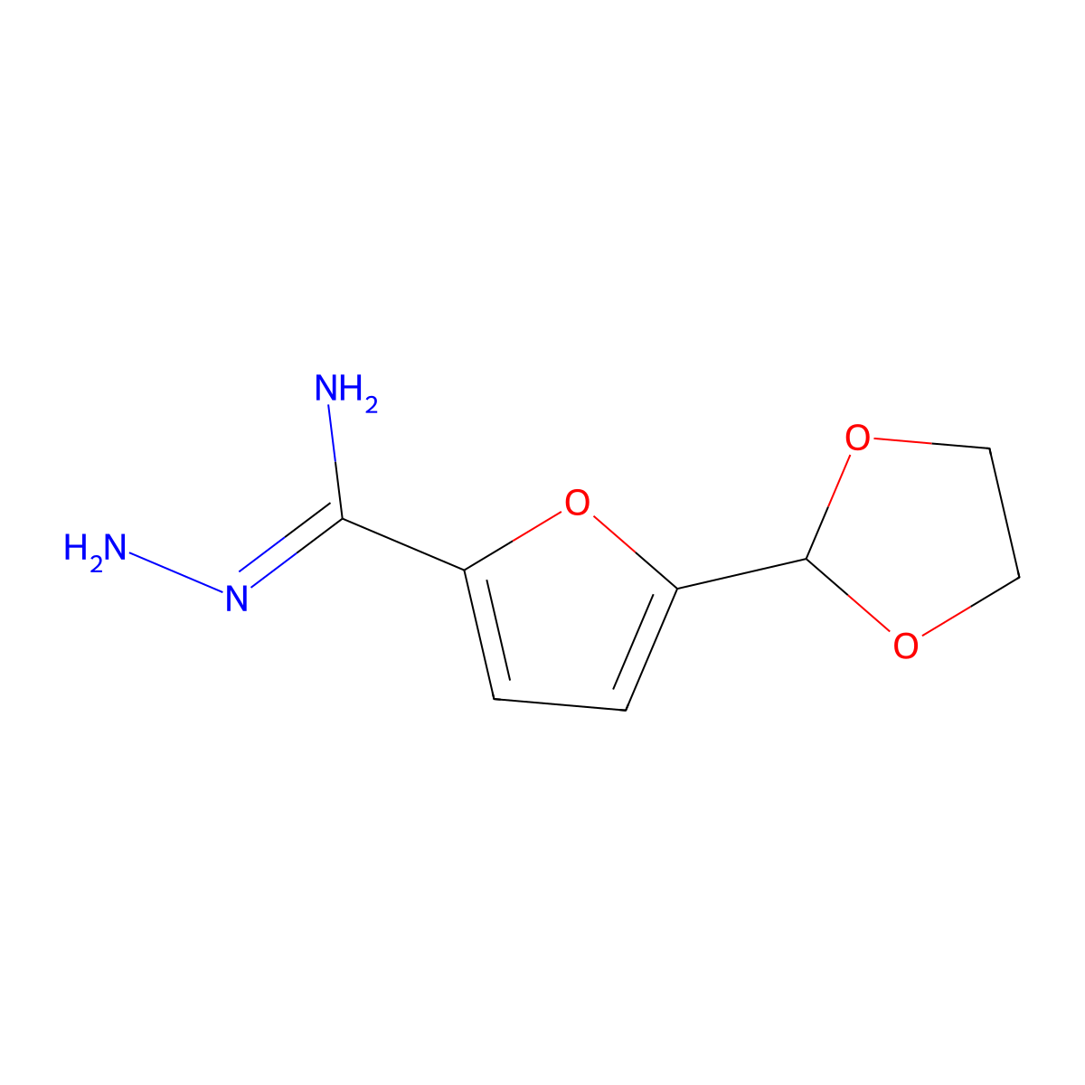 N'-amino-5-(1,3-dioxolan-2-yl)furan-2-carboximidamide molecular structure, CAS 1421606-15-6