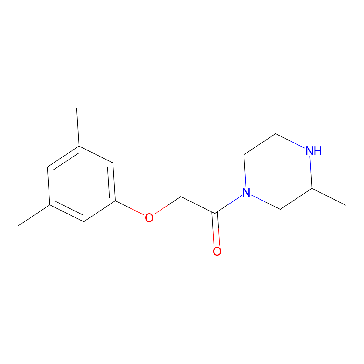 2-(3,5-dimethylphenoxy)-1-[(3R)-3-methylpiperazin-1-yl]ethan-1-one molecular structure, CAS 1421607-32-0