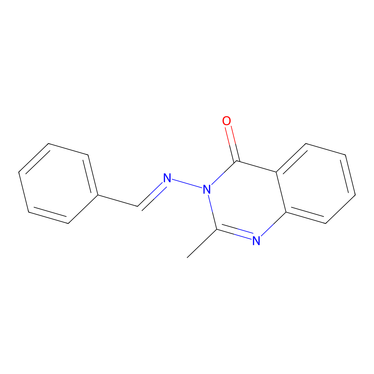 2-Methyl-3-[(E)-(phenylmethylidene)amino]-3,4-dihydroquinazolin-4-one molecular structure, CAS 1421614-93-8