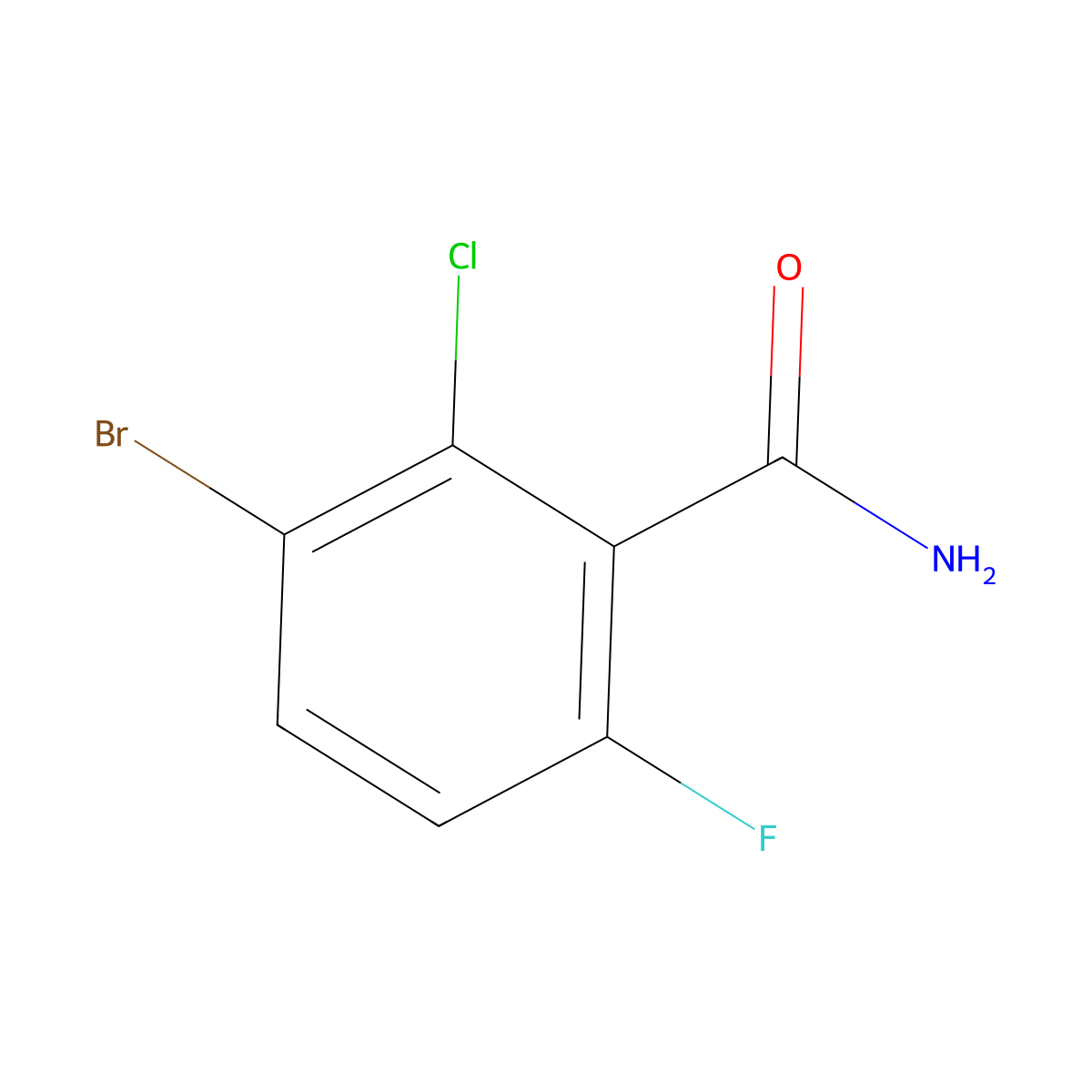 3-Bromo-2-chloro-6-fluorobenzamide molecular structure, CAS 1421620-32-7
