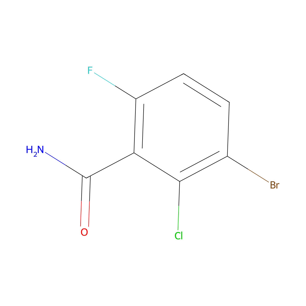 3-Bromo-2-chloro-6-fluorobenzamide molecular structure, CAS 1421620-32-7