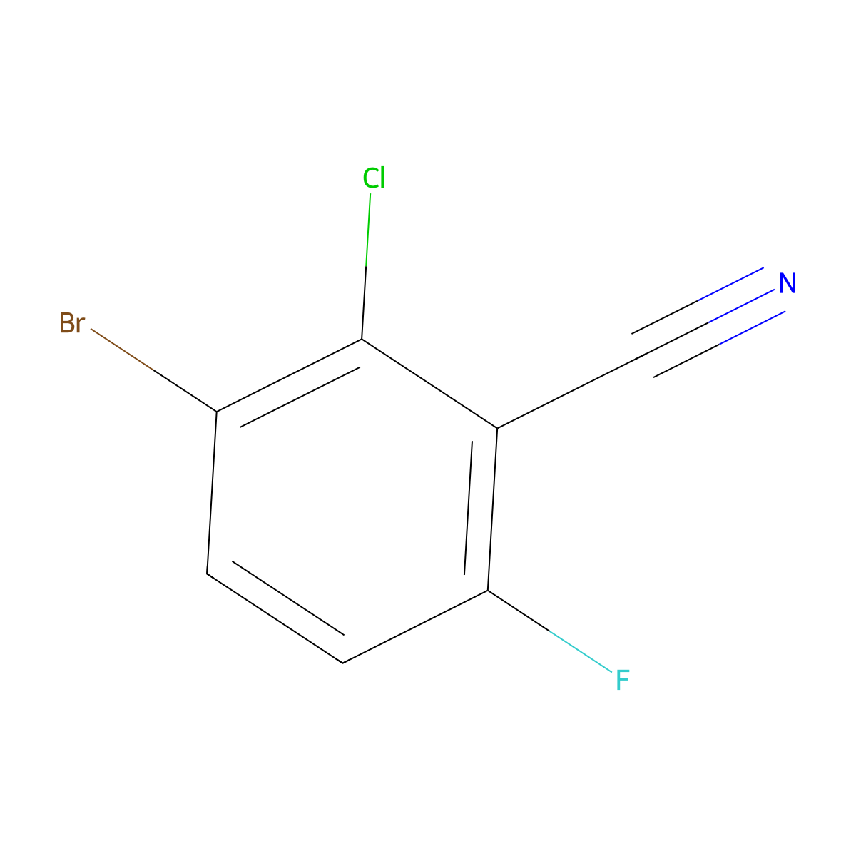 3-Bromo-2-chloro-6-fluorobenzonitrile molecular structure, CAS 1421620-33-8